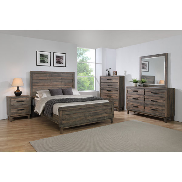 Millwood Pines Marlen Rustic Brown Panel Bedroom Set Special 3 Bed